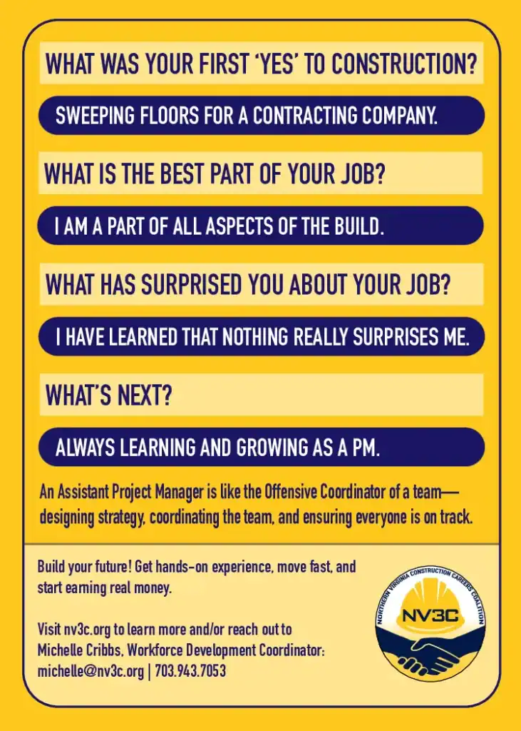 Construction worker interview about job experiences and future growth.