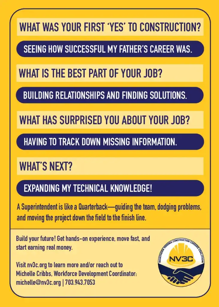 Construction career questions and answers with NV3C logo.