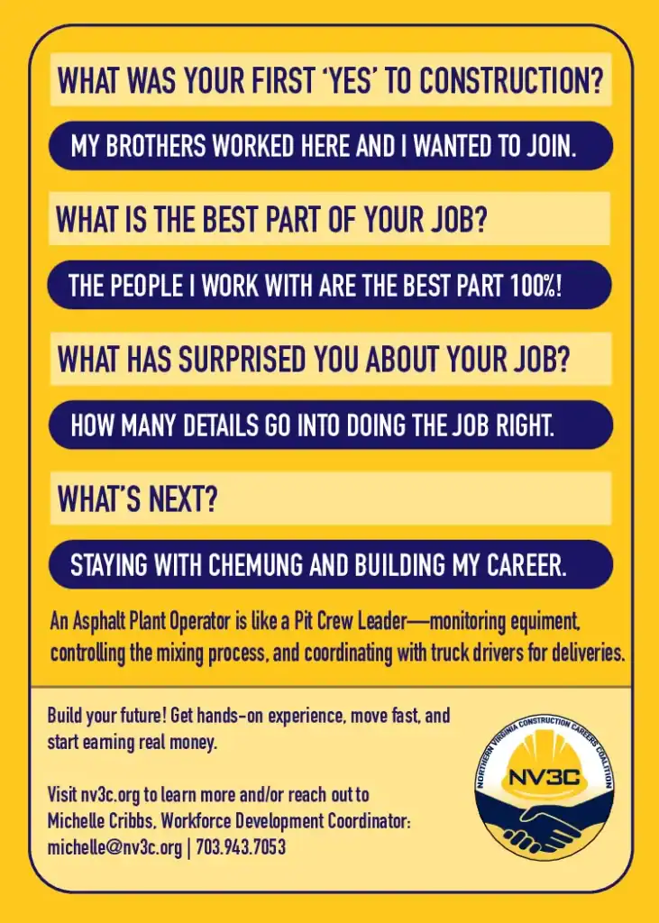 Construction career interview with NV3C asphalt plant operator.
